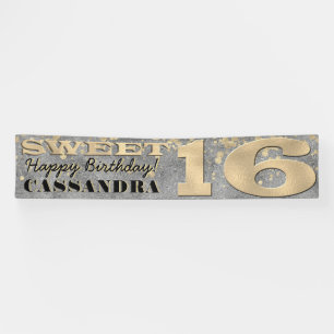16 . Geburtstag Geburtstag  Goldfolie und Glitzer Banner