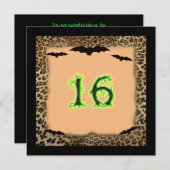 16 . Geburtstag Geburtstag, Halloween, Fledermäuse Einladung (Vorne/Hinten)