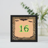 16 . Geburtstag Geburtstag, Halloween, Fledermäuse Einladung (Stehend Vorderseite)