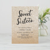 16. Geburtstag-Geburtstags-Einladungsrosa-Glitter Einladung (Stehend Vorderseite)