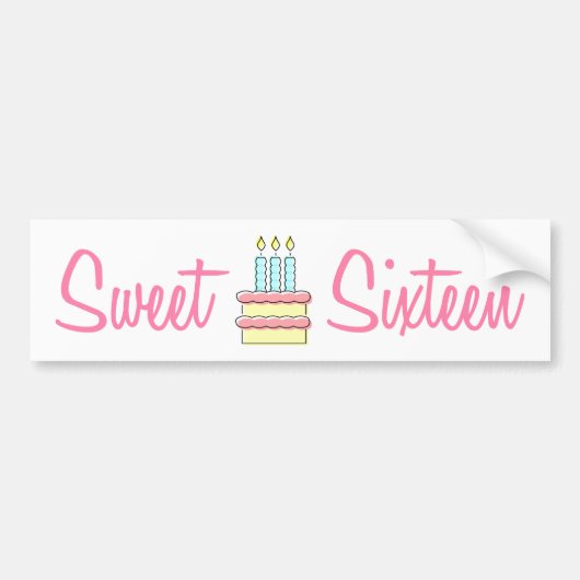 16. Geburtstag (Geburtstags-Kuchen) Autoaufkleber (Vorne)