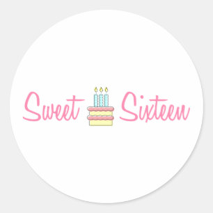 16. Geburtstag (Geburtstags-Kuchen) Runder Aufkleber