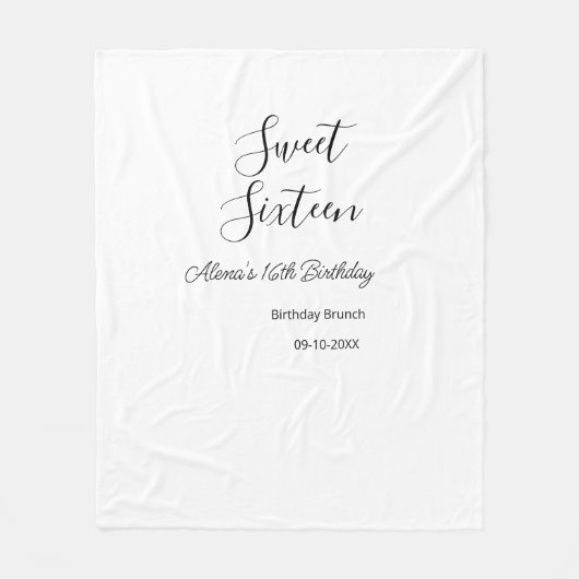 16 . Geburtstag Geburtstagsbrunch 16. Fleecedecke (Vorderseite)