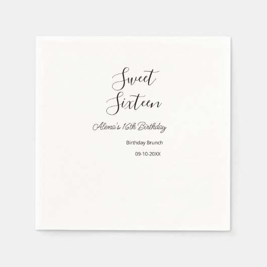 16 . Geburtstag Geburtstagsbrunch 16. Serviette (Vorderseite)