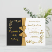 16. Geburtstag-Geburtstagseinladung, 16., Gatsby Einladung (Stehend Vorderseite)