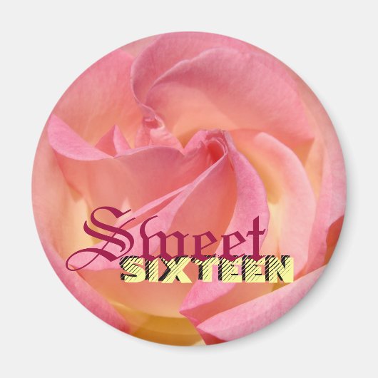 16. Geburtstag-Geburtstagsmagneten rosa Magnet (Vorne)