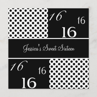 16 . Geburtstag Geburtstagsparty Black & White Spo Einladung
