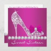 16 . Geburtstag Geburtstagsparty mit hohen Absätze Einladung (Vorne/Hinten)