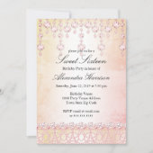 16 . Geburtstag Geburtstagsparty Rosa Kristallsilb Einladung (Vorderseite)