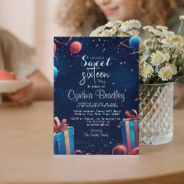 16 . Geburtstag Geburtstagsparty und Confetti Einladung