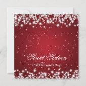 16 . Geburtstag Geburtstagsparty Winterspark Rot Einladung (Rückseite)