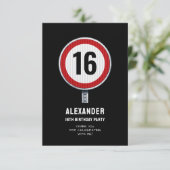 16. Geburtstag Geschwindigkeitsbegrenzung Dankeskarte (Stehend Vorderseite)