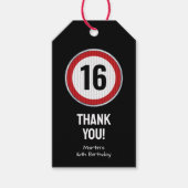 16. Geburtstag Geschwindigkeitsbegrenzung Geschenkanhänger (Vorderseite)