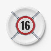 16. Geburtstag Geschwindigkeitsbegrenzung Pappteller (Vorderseite)