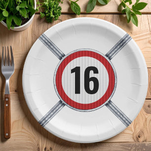 16. Geburtstag Geschwindigkeitsbegrenzung Pappteller
