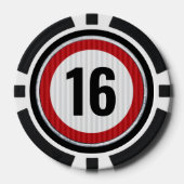 16. Geburtstag Geschwindigkeitsbegrenzung Pokerchips (Vorderseite)