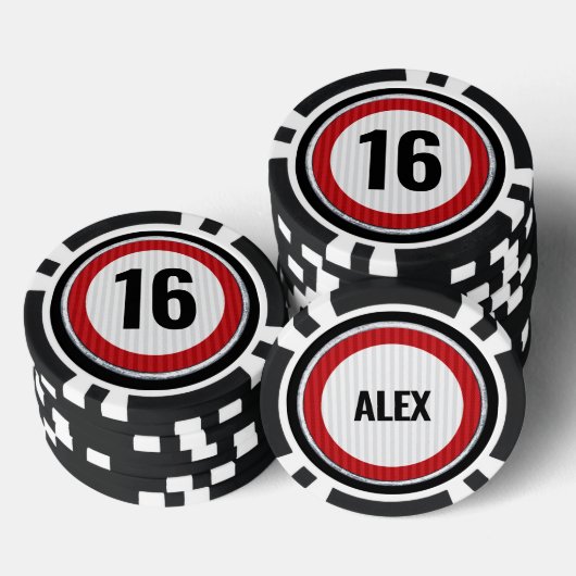16. Geburtstag Geschwindigkeitsbegrenzung Pokerchips (Stapel)