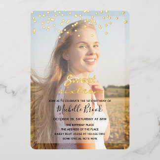 16 . Geburtstag Girl Zwei Fotos Folieneinladung