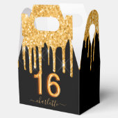 16. Geburtstag Glitzer Schwarzes Gold Vielen Dank Geschenkschachtel (Geöffnet)