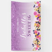 16. Geburtstag | Glitzer zum Blumentropfen Banner (Vertikal)
