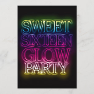 16 . Geburtstag GLOW PARTY Glow in der Dunkelheit Einladung