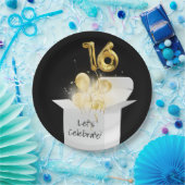 16. Geburtstag Gold Ballons in weißer Box Pappteller (Party)