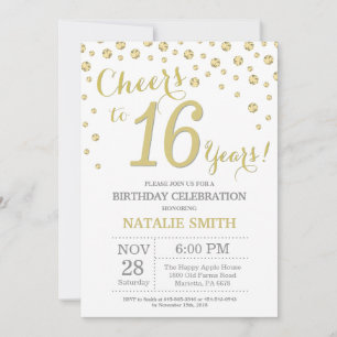 16. Geburtstag Gold Glitzer Diamond Einladung