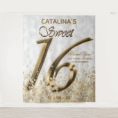 16 . Geburtstag Gold Imitate Fossil Glitzer Wandteppich (Vorderseite)