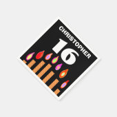 16. Geburtstag Gold Kerzen A01A Serviette (Ecke)