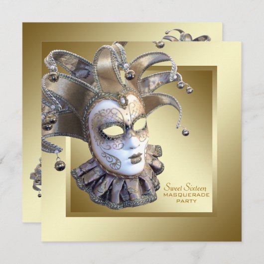 16 . Geburtstag Gold Masquerade Party Einladung (Vorne/Hinten)