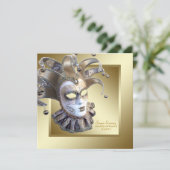 16 . Geburtstag Gold Masquerade Party Einladung (Stehend Vorderseite)