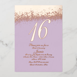 16 . Geburtstag Gold Pressed Glitzer Lavender Folieneinladung