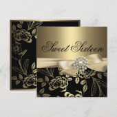 16 . Geburtstag Gold Rose Einladung zum Geburtstag (Vorne/Hinten)