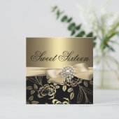 16 . Geburtstag Gold Rose Einladung zum Geburtstag (Stehend Vorderseite)