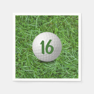16. Geburtstag Golf Ball auf Grass Napkins Serviette
