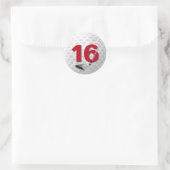 16. Geburtstag Golf Ball Design Runder Aufkleber (Tasche)