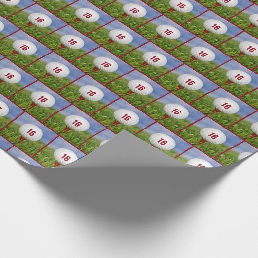 16. Geburtstag Golf Ball Geschenkpapier (Ecke)