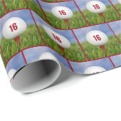 16. Geburtstag Golf Ball Geschenkpapier (Rolleneckpunkt)