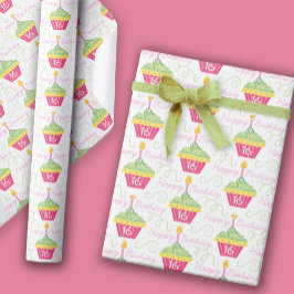 16. Geburtstag Grafischer Cupcake Geschenkpapier