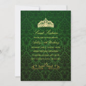 16. Geburtstag | Green Tiara & Damask Einladung (Vorderseite)