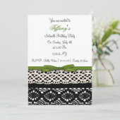 16 . Geburtstag grüne Damast Party Einladung (Stehend Vorderseite)