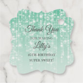 16. Geburtstag Grüner Foil Ballon Twinkle Lights Geschenkanhänger (Rückseite)