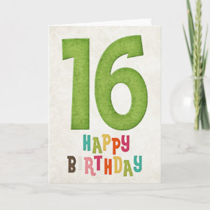 16. Geburtstag Happy Birthday Card Design Karte