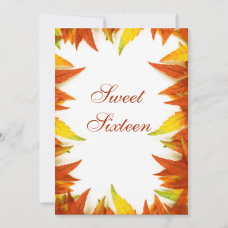 16 . Geburtstag Herbst/Herbstlaub Doppelseite Einladung