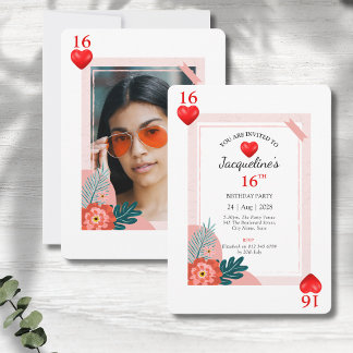 16. Geburtstag Herz Süß 16 Einladung