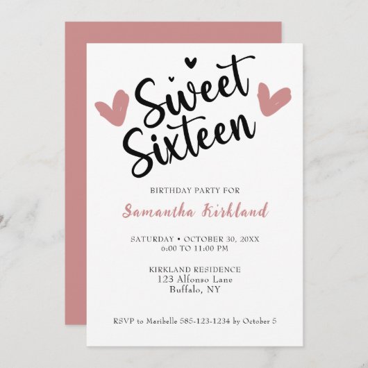 16 . Geburtstag Herzlich willkommen Einladung (Vorne/Hinten)