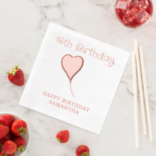 16. Geburtstag Herzname Alter Servietten Mit Folie