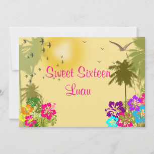 16 . Geburtstag, Hibiskus, Hawaiian Luau Einladung