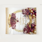 16 . Geburtstag Hintergrund Burgundy Balloons Gold Wandteppich (Vorderseite (Horizontal))