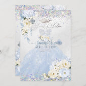 16 . Geburtstag Holographic Dusty Blue Silver Dres Einladung (Vorne/Hinten)